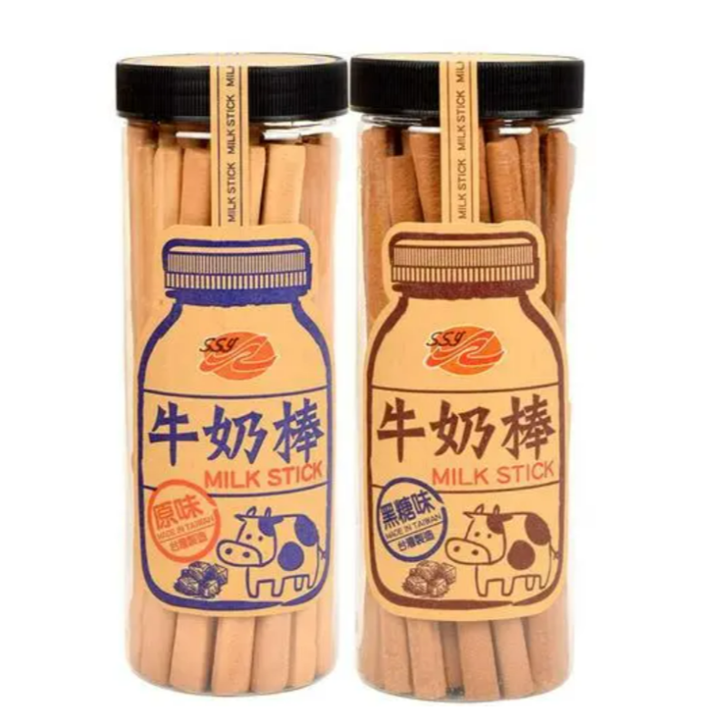 包邮！CONFORTI进口休闲零食儿童辅食台湾SSY牛奶棒-黑糖味200g