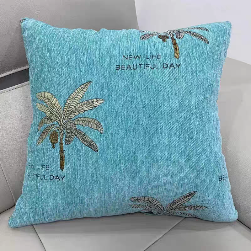 Chenille Coconut Tree detachable and washable cushion, throw pillow, square headboard, living room sofa, pillow cover, nap pillow, car office lumbar support details Picture