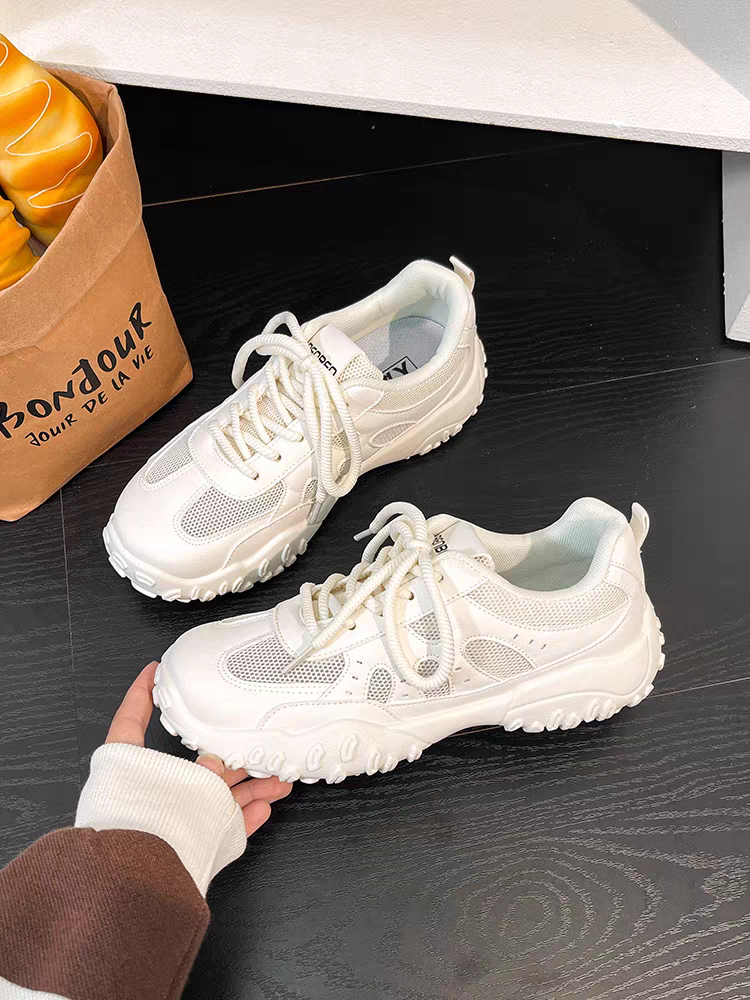 人本帆布鞋女士夏季透气板鞋白底实物图