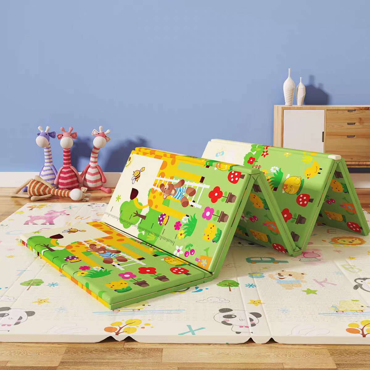 1.5*2M防摔地垫宝宝可折叠爬行垫加厚泡沫地垫防滑床边垫客厅幼儿园垫细节图