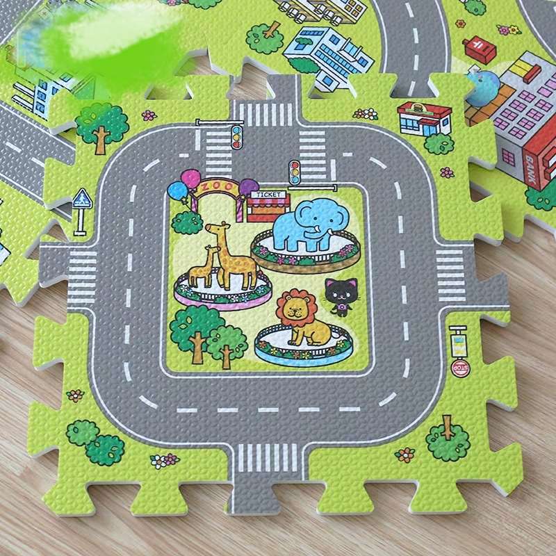 环保拼图地垫数字字母卡通交通小碎花泡沫爬行垫拼接爬爬垫婴儿童加厚30x30