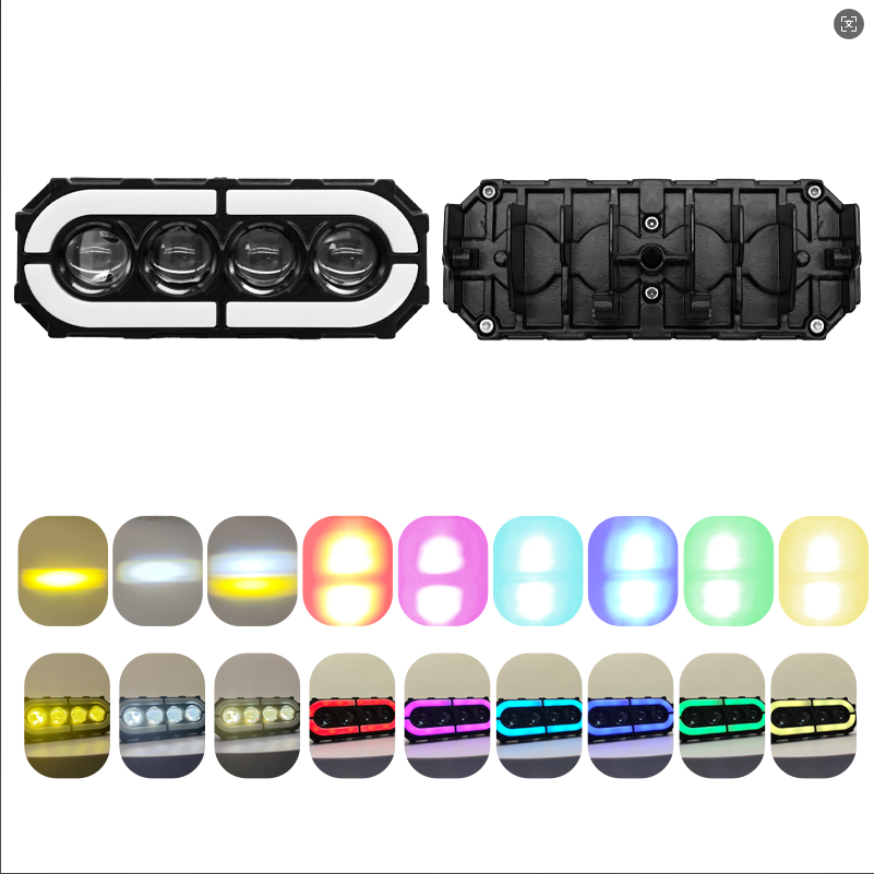 Motorcycle LED lights, spotlights, spotlights, iridescent lights, decorative spotlights, flashing lights, headlights, lens lights, yellow and white lights Application Scenario