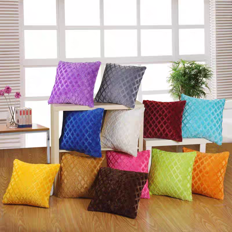 Home plush diamond-shaped pillowcase sofa headboard soft cushion decoration model room bedroom solid-color throw pillow lumbar support details Picture