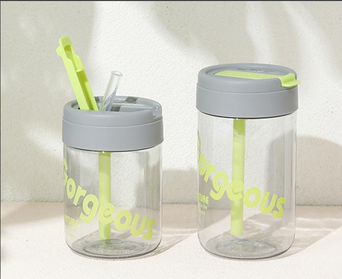 Wholesale plastic water cup, convenient straw cup 500ml, student cup DY-SL871, simple cup shape design, refreshing five colors pic 4