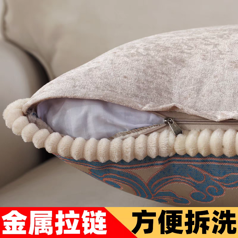 Chinese-style embroidery, European-style living room, solid wood sofa cushions, pillowcases, headrests, large backrests, car waist pillows, bay Windows Application Scenario