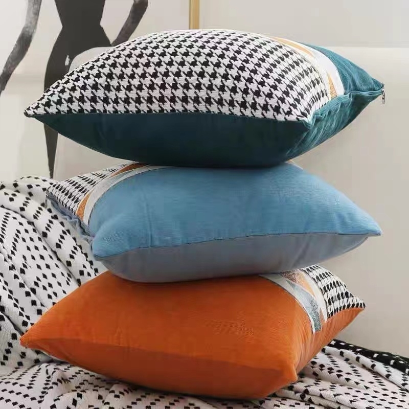 Thousand Bird Grid living room sofa throw pillow, simple living room cushion cover, bedside car bed pillow, chair waist backrest Specification image