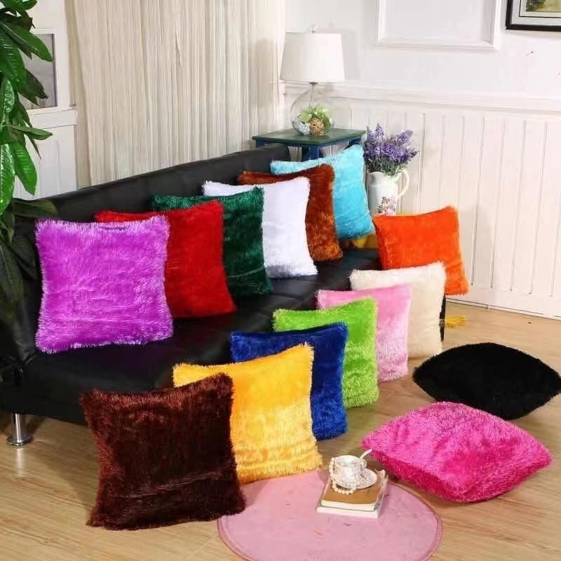 Modern and simple glittery velvet pillowcases, colored home cushions, plush pillows, home sofas, bedside and waist pillows, cars