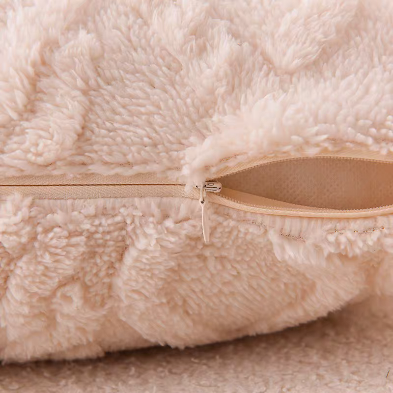 Ins-style plush pillowcase, jacquard geometric pattern cushion cover/sofa living room backrest pillowcase, bedside square pillow cover Specification image