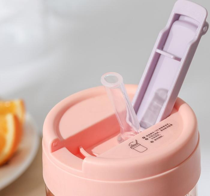 Wholesale plastic water cup, convenient straw cup 500ml, student cup DY-SL871, simple cup shape design, refreshing five colors pic 2