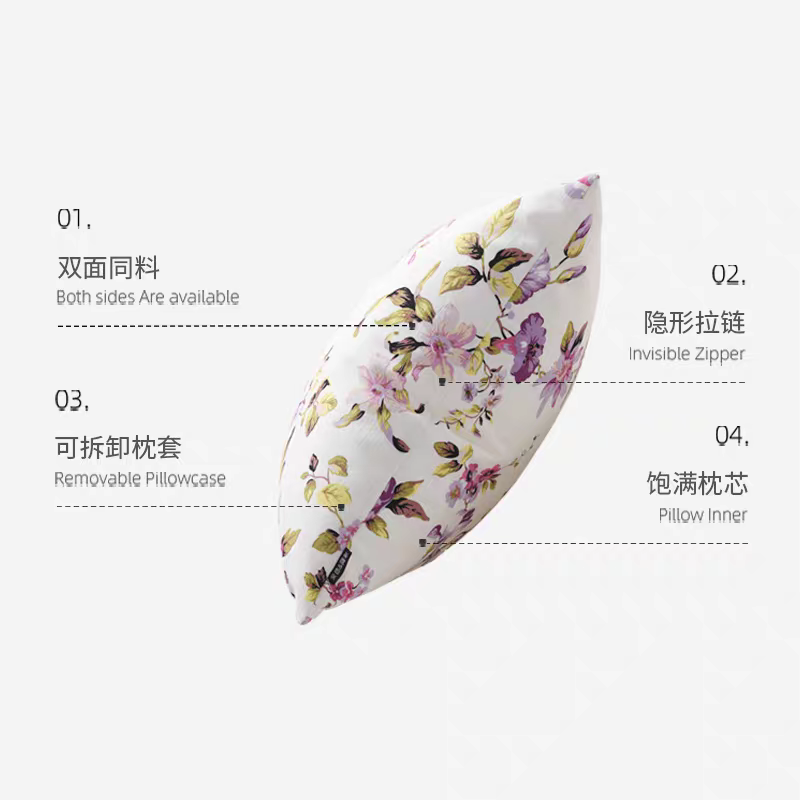 American country-style sofa cushion cover, European French new Chinese fresh small floral cushion cover with core detail image 2