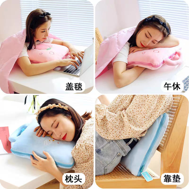 Two-in-one pillow and quilt, nap pillow, car pillow, plush office headboard backrest, thickened blanket detail image 5