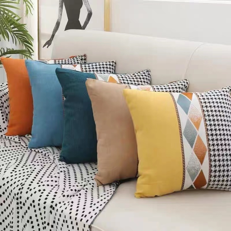 千鸟格客厅沙发抱枕简约客厅靠垫套床头车用床上靠枕椅子腰靠靠背