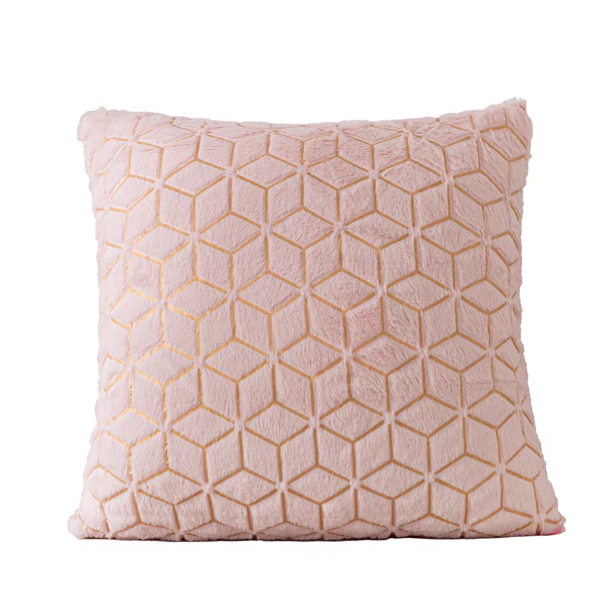 New ins plush throw pillow, solid-color sofa pillowcase, simple and creative geometric diamond-shaped block embroidered backrest detail image 3