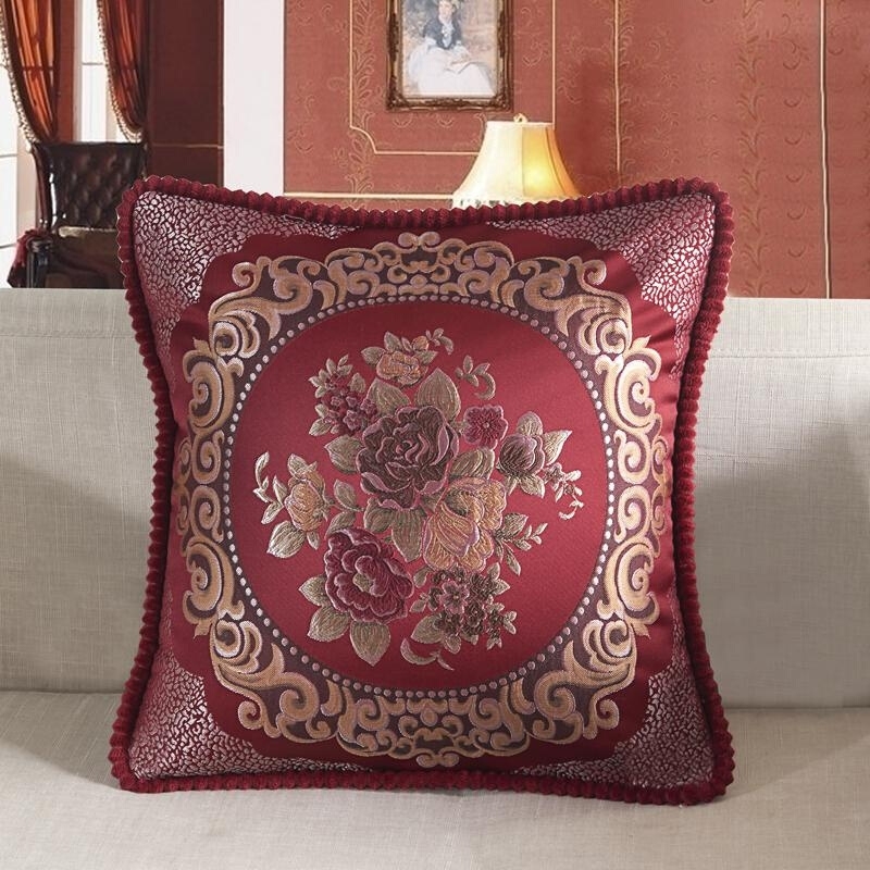 Chinese-style embroidery, European-style living room, solid wood sofa cushions, pillowcases, headrests, large backrests, car waist pillows, bay Windows detail image 4