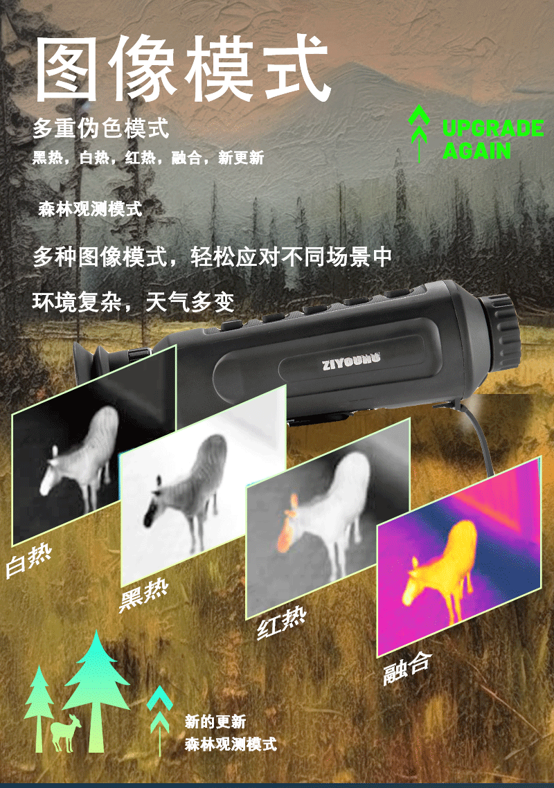 Infrared thermal imaging high-definition night vision outdoor wilderness and jungle screen detector, multi-functional all-black thermal sensing explorer pic 8