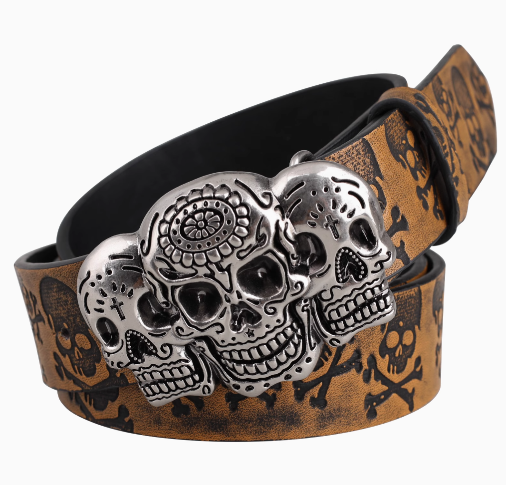 Dark punk style snap buckle versatile skull buckle belt for both men and women, street style rivet belt Application Scenario