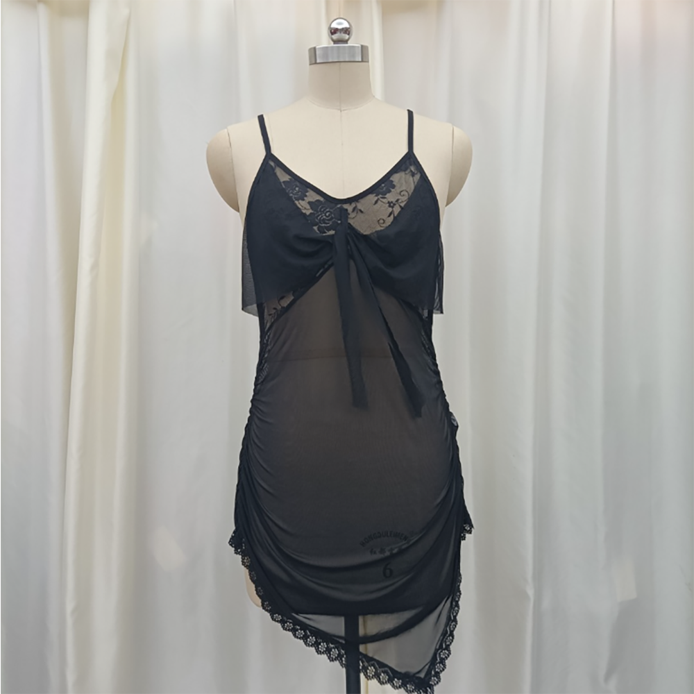 Halter dress, nightgown, summer sexy pajamas, ice silk sexy halter, backless net lace nightgown details Picture