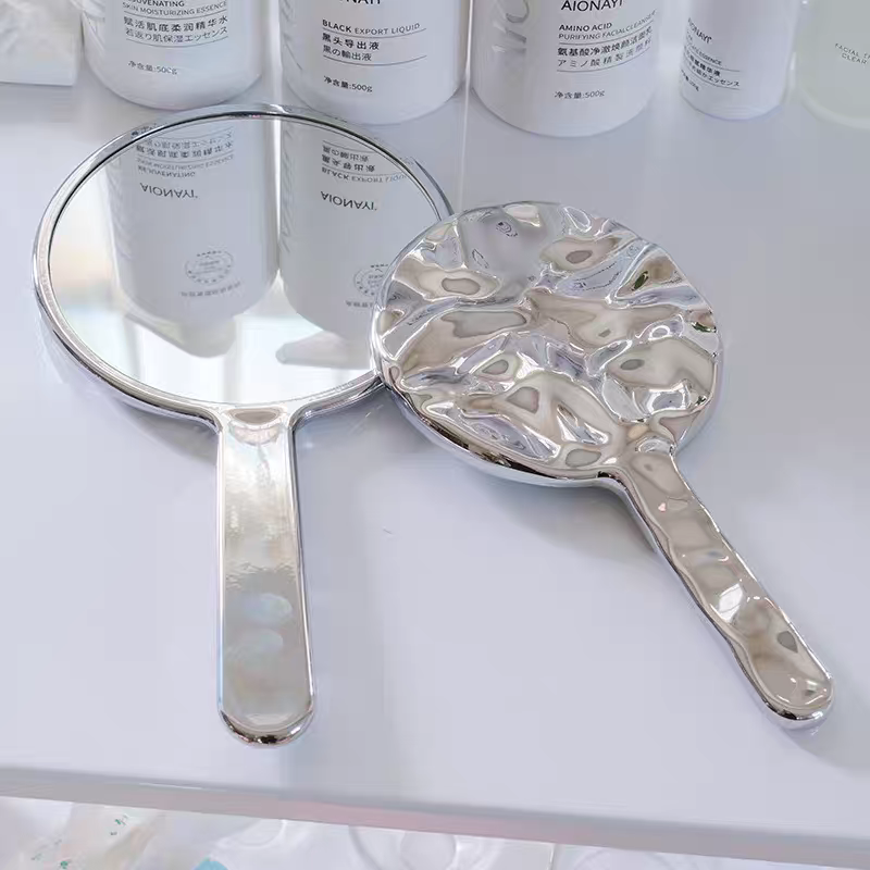 中号手持拿镜子化妆镜纹绣牙科便携波浪高清ins风皮肤管理美容院专用产品图