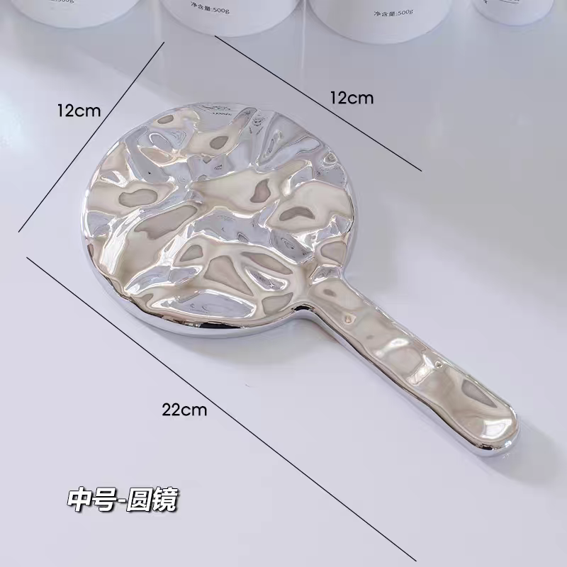 中号手持拿镜子化妆镜纹绣牙科便携波浪高清ins风皮肤管理美容院专用