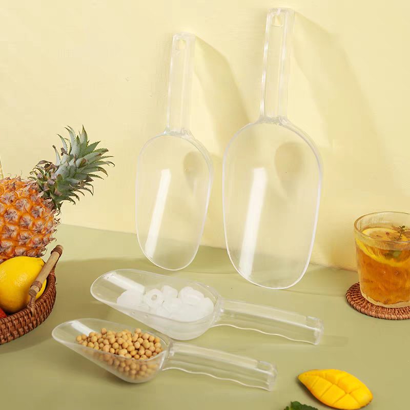 Large transparent PC ice spatula, special plastic flat flour spatula for milk tea shops, thickened supermarket rice and tea leaf spatula, popcorn and sugar spatula