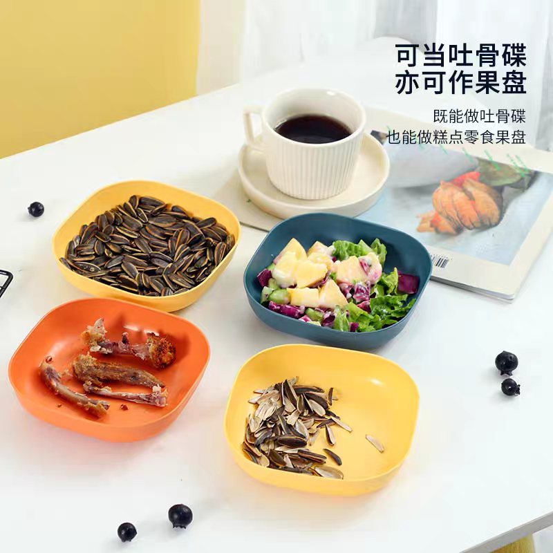 Deep bone-out plate, Japanese-style household light luxury small plate, plastic garbage plate, dining table, creative and cute snack plate, fruit plate