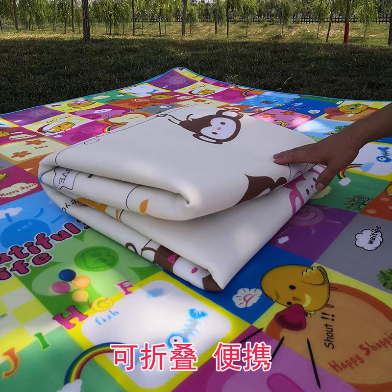 90*1.5双面儿童宝宝爬爬垫外出春游防潮地垫草坪垫便携防水可折叠爬行垫细节图