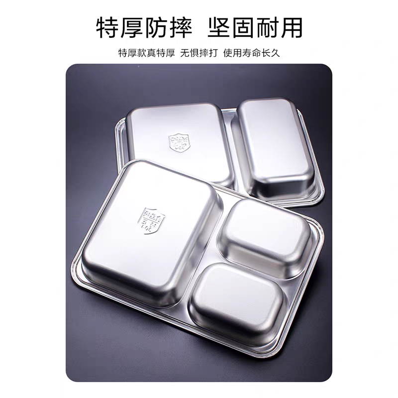 304 stainless steel partitioned plates, rectangular plates for children in kindergartens, three-partitioned plates for students, durable Application Scenario