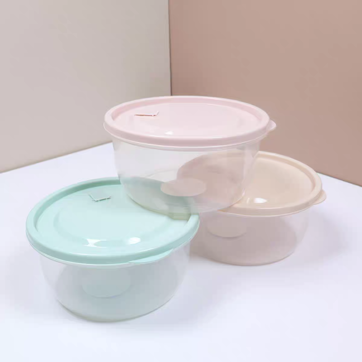 食品级塑料保鲜盒家用厨房带盖圆形碗收纳盒冷冻盒子