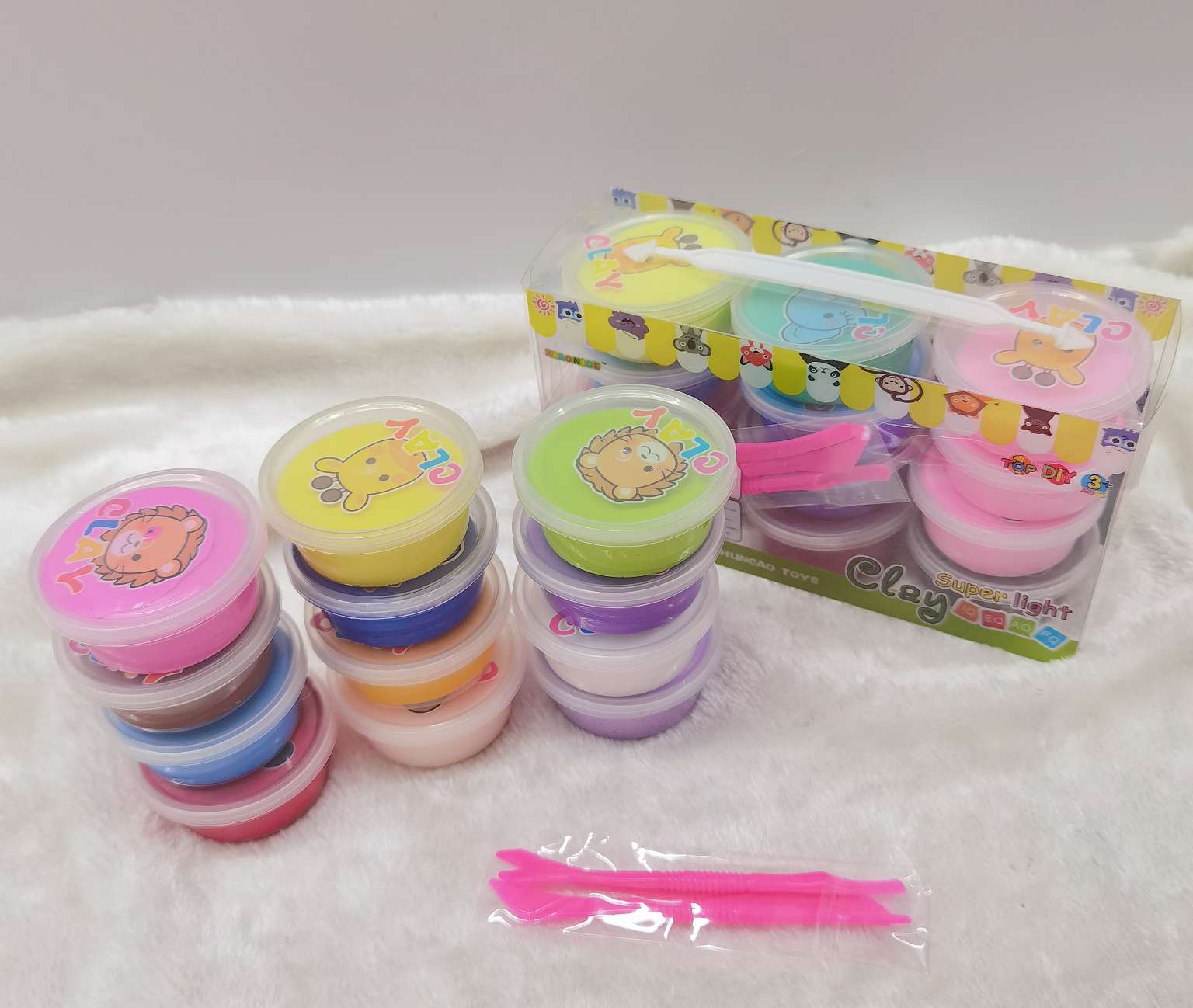 Ultra-light clay diy hand tools plasticine clay 12-color hand-held box with mold