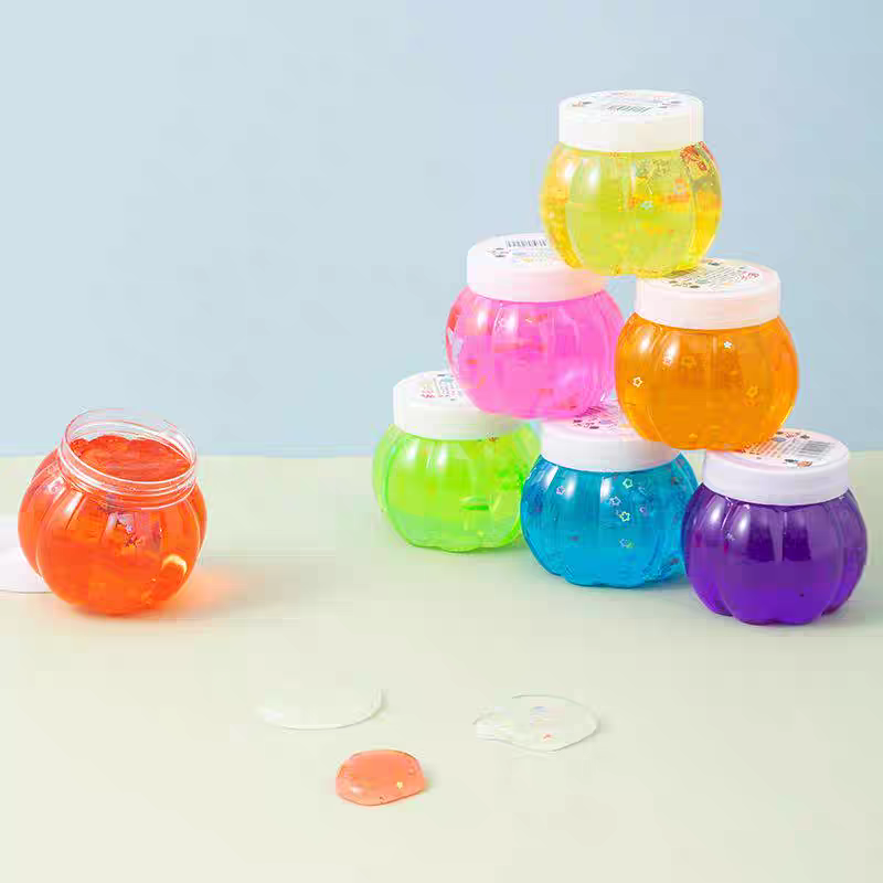 Children's crystal toy pumpkin bottle colored clay slime handcrafted high transparency colored clay details Picture