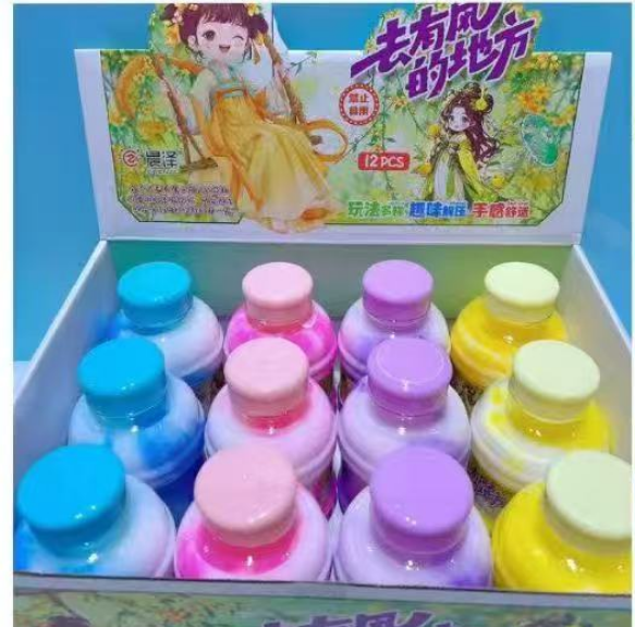 Children's non-toxic milk tea, non-sticky slime bubble milk, simulated drink bottle, cement cola, stress-relieving toy Specification image