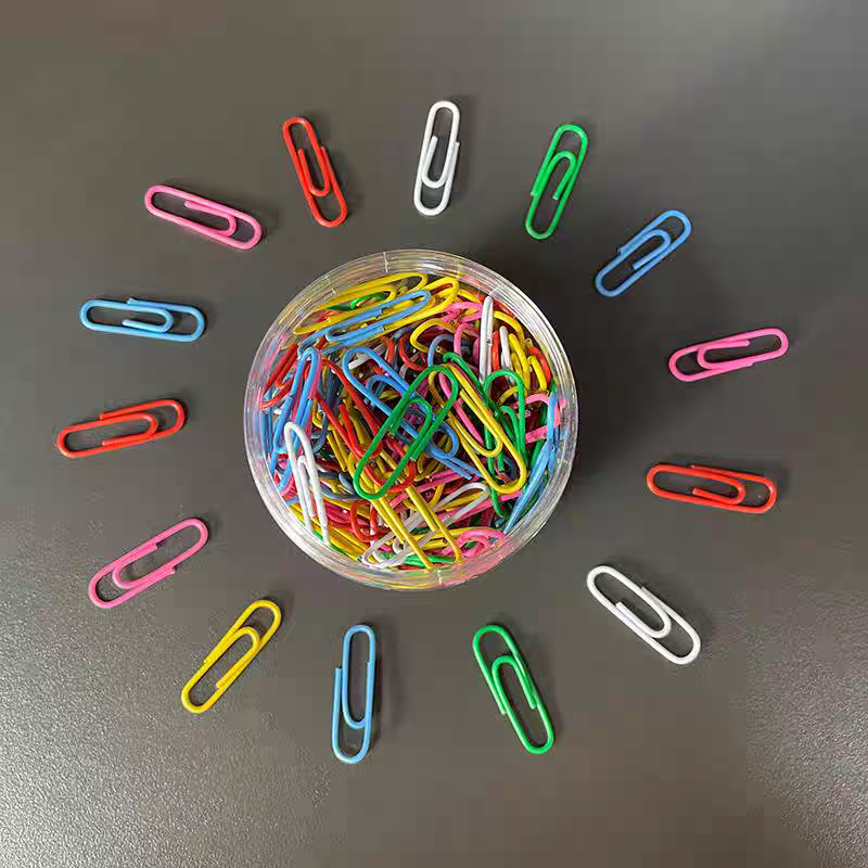 160 pieces of 28mm colored paper clips, metal paper clips in buckets, candy-colored paper clips, office folders details Picture