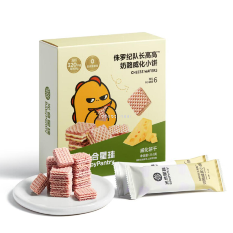 批发包邮 玫柏翠婴童辅食babycare侏罗纪队长高高奶酪威化饼干40g
