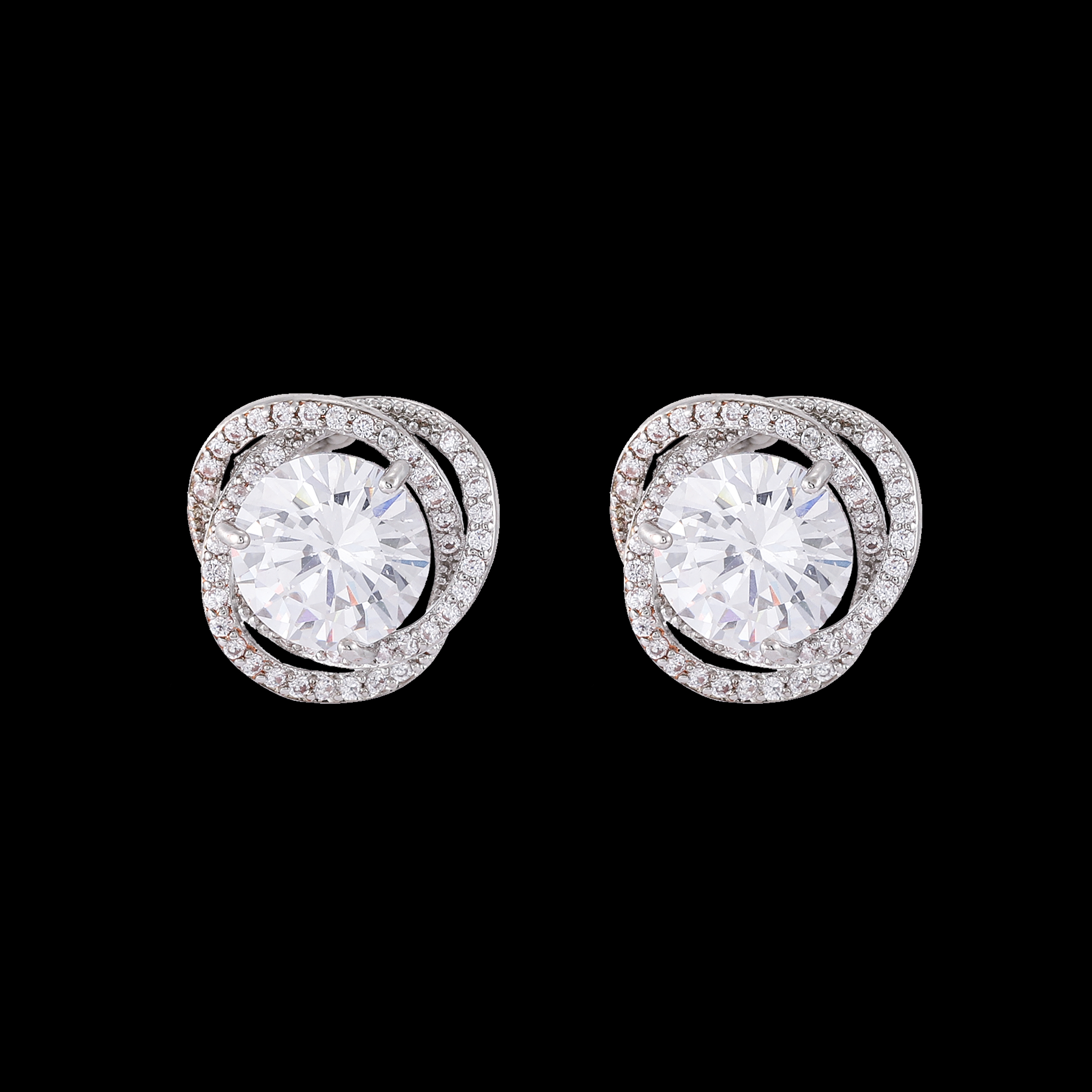 Xuhui brand exquisite and light luxury copper plated with real gold and zircon 925 silver needle clover luxurious design fashionable stud earrings Item Picture