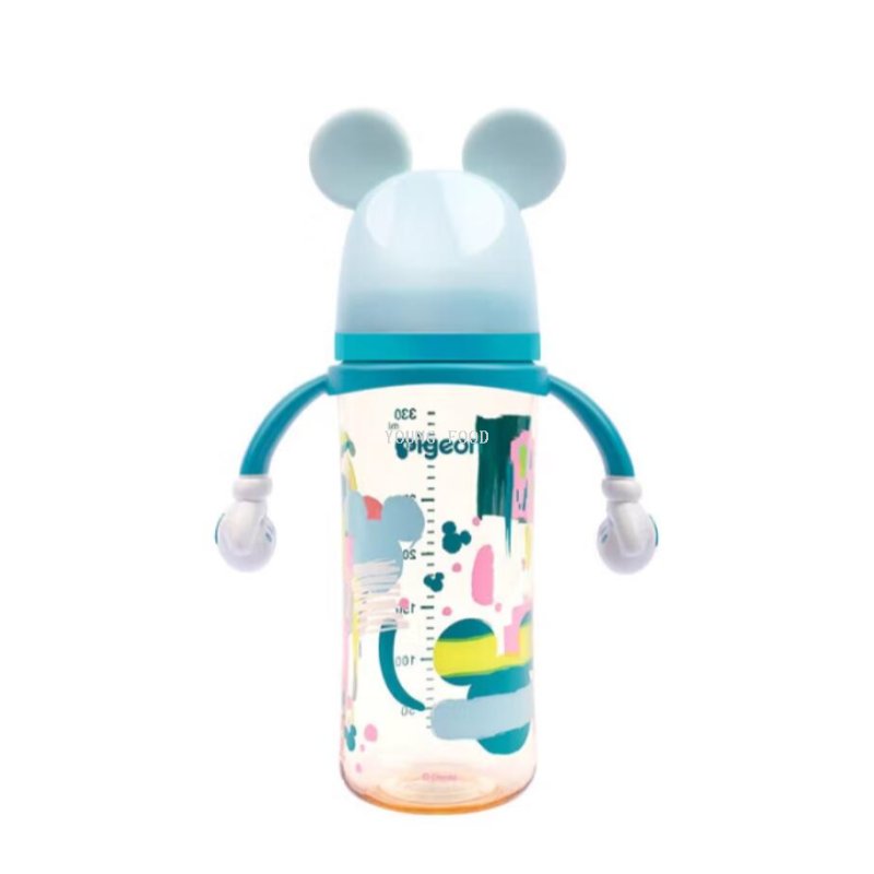 批发包邮！YOUNGFOOD百货贝亲迪斯尼PPUS双把手奶瓶330ml AA239