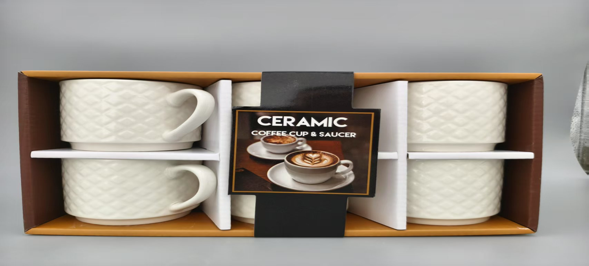 A set of 6-cup ceramic cups
