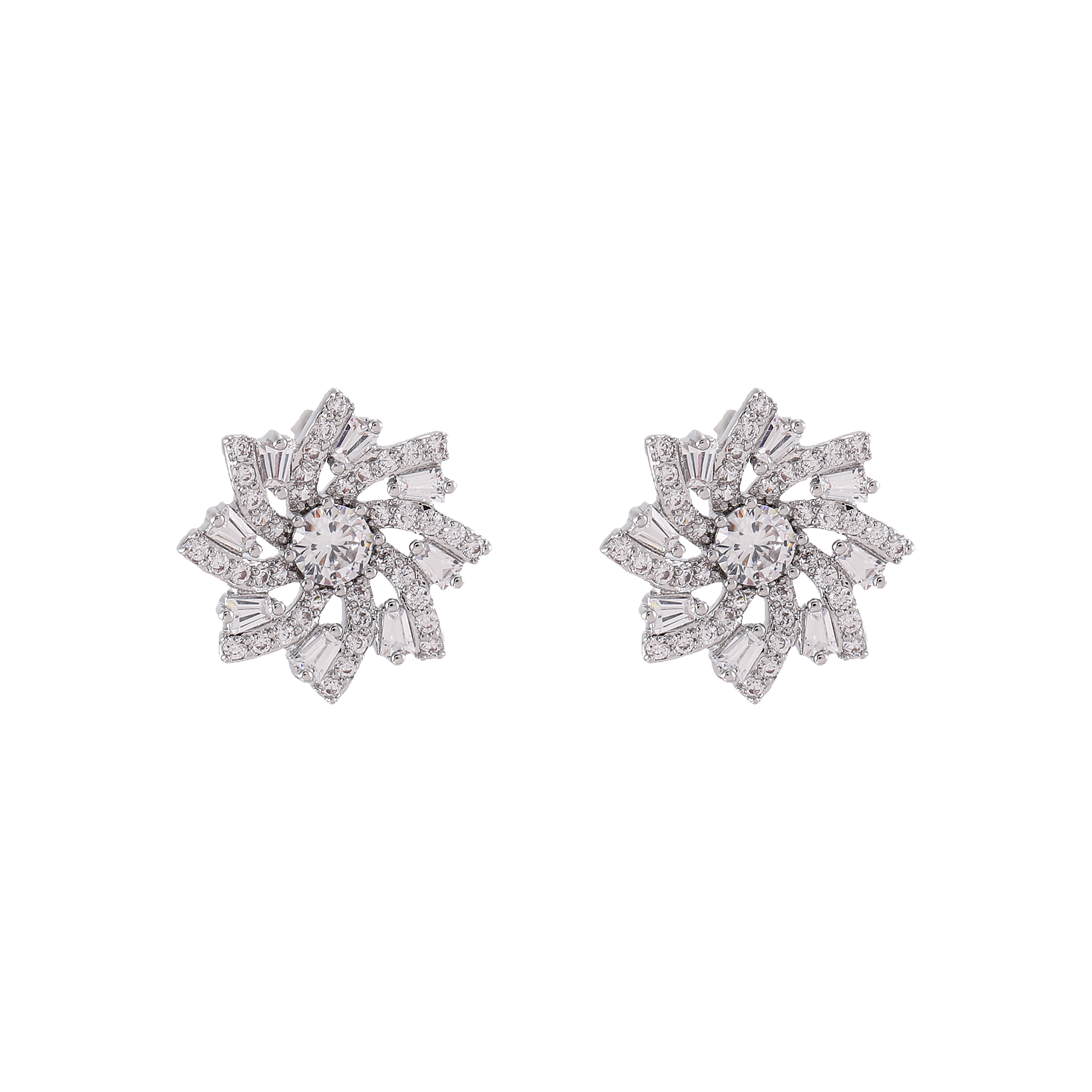 Xuhui brand exquisite and light luxury copper plated with real gold and set with zircon 925 silver needle sunflower design fashionable stud earrings Specification drawing