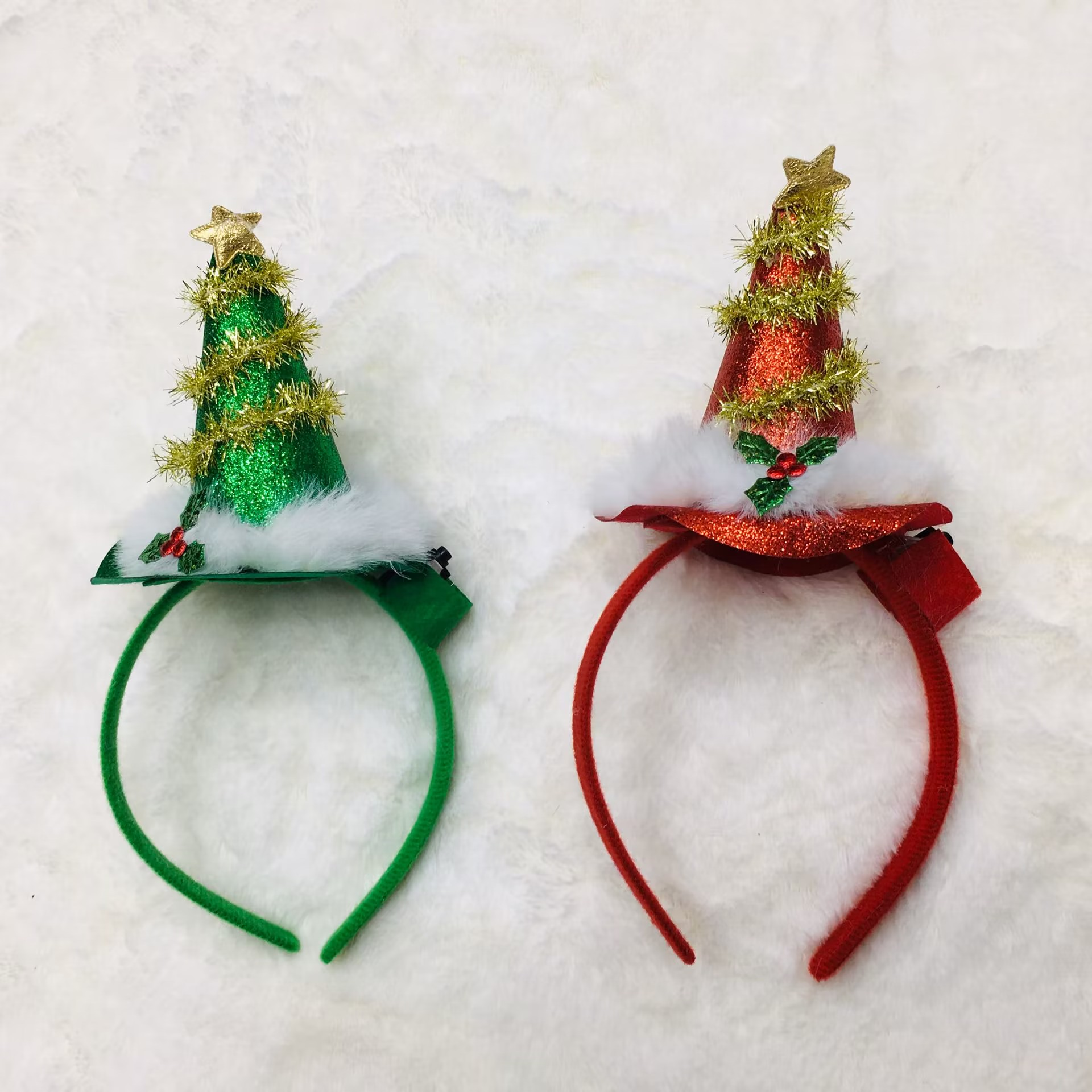 Christmas headband, cute cartoon hair accessory, Christmas antler walking stick, illuminated Christmas tree headband, creative headwear Item Picture