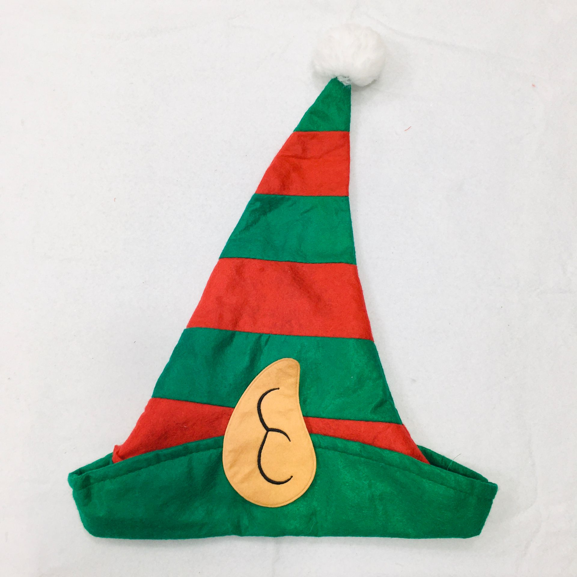 Christmas green, red and green striped fairy hat, festive Christmas clothing, accessories, party supplies, Christmas decorations