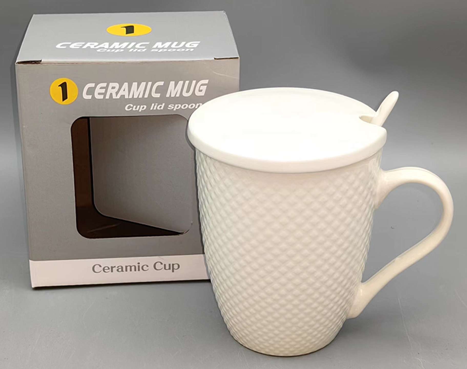 14-ounce embossed water cup + spoon + lid, color box packaging FD14-C03