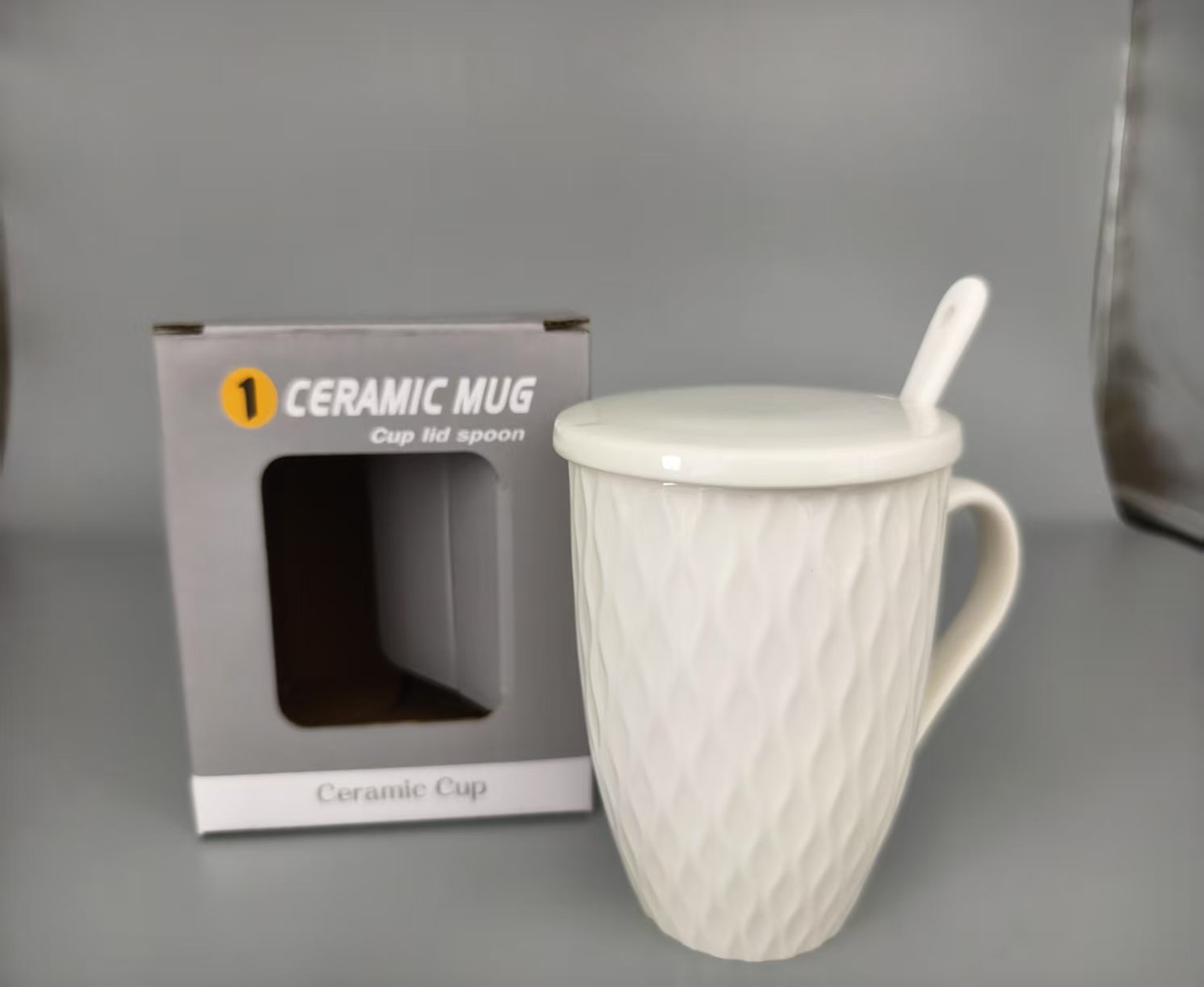 14-ounce embossed water cup + spoon + lid, color box packaging FD14-C11