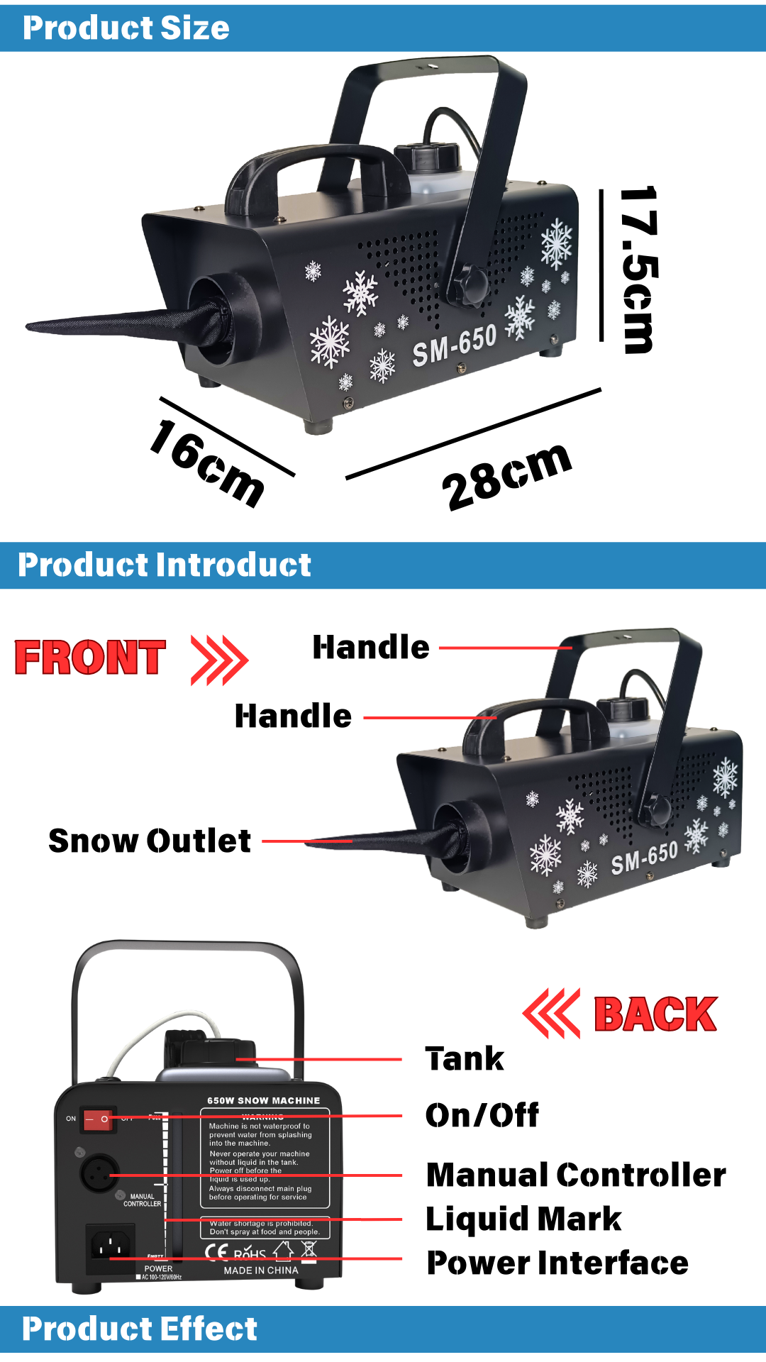 Small Stage-Specific Remote Control Snowflake Machine, 650W Snow Sprayer, Wedding Snowfall, Outdoor Performance Artificial Simulation Snow-Making Machine, Snow Machine, Christmas Festival Stage Special Effects Equipment Application Scenario