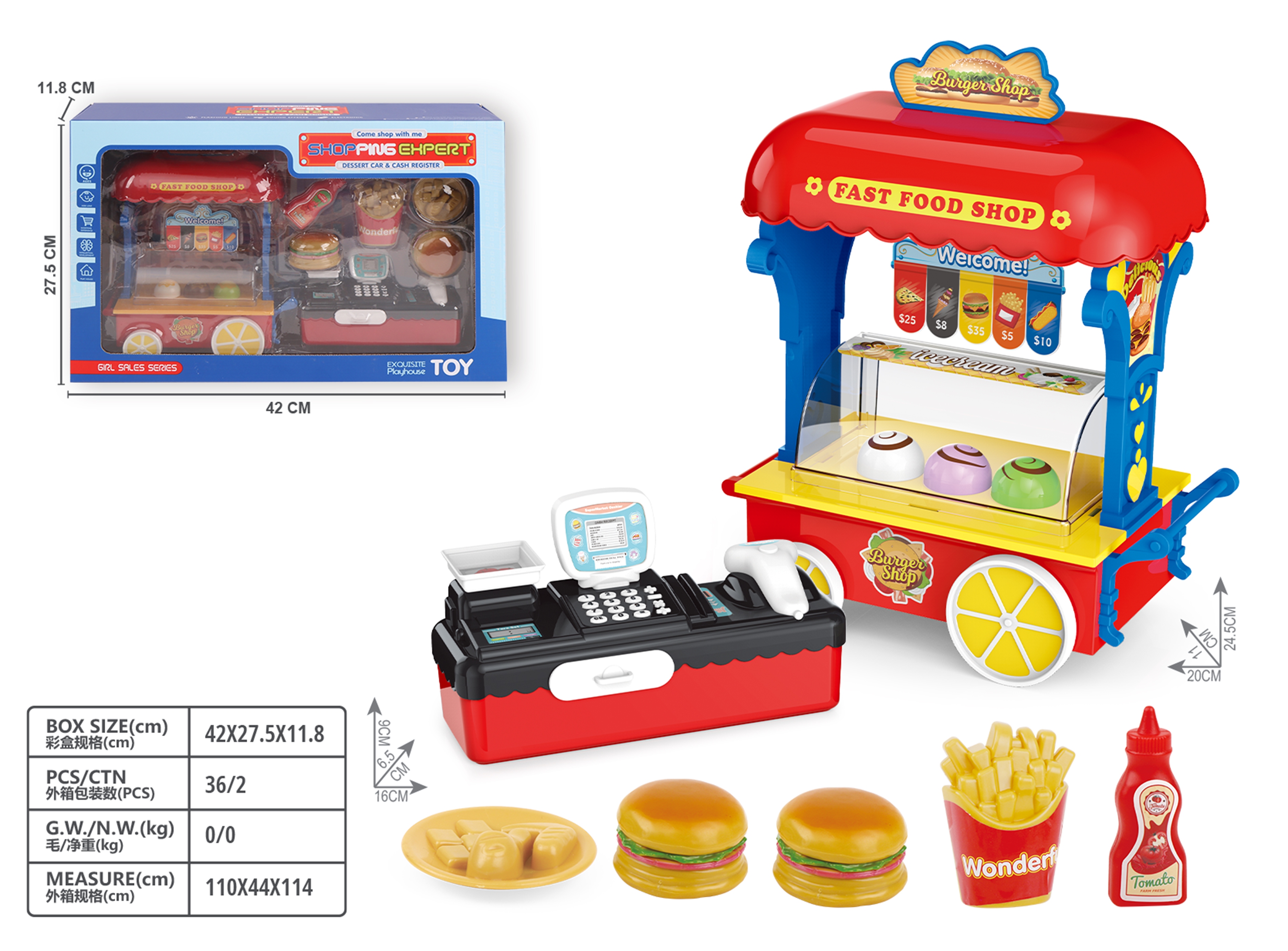 Ice cream cart cash register hamburger set Application Scenario