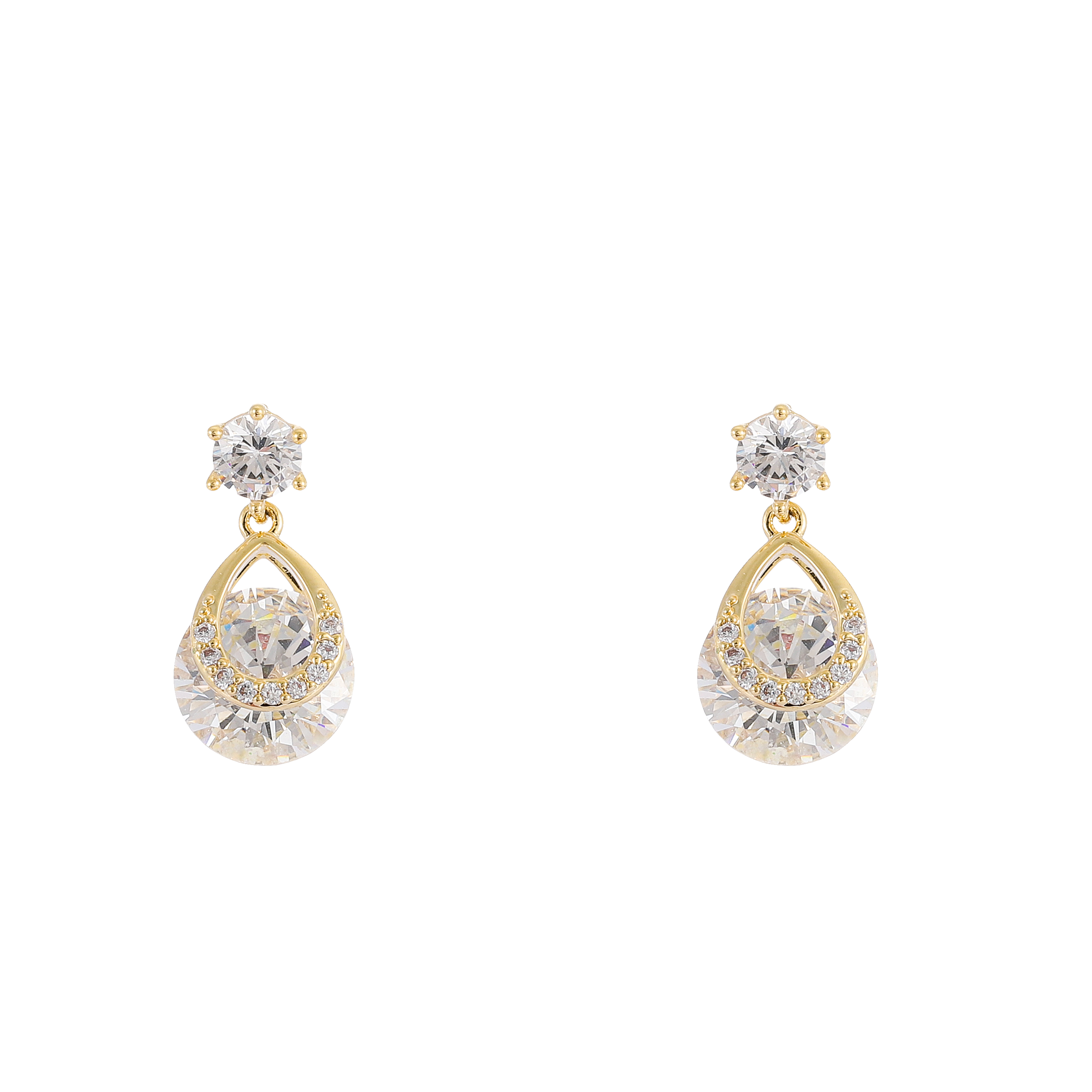 Xuhui brand exquisite and light luxury copper plated with real gold and set with zircon 925 silver needle water drop design fashionable stud earrings Application Scenario