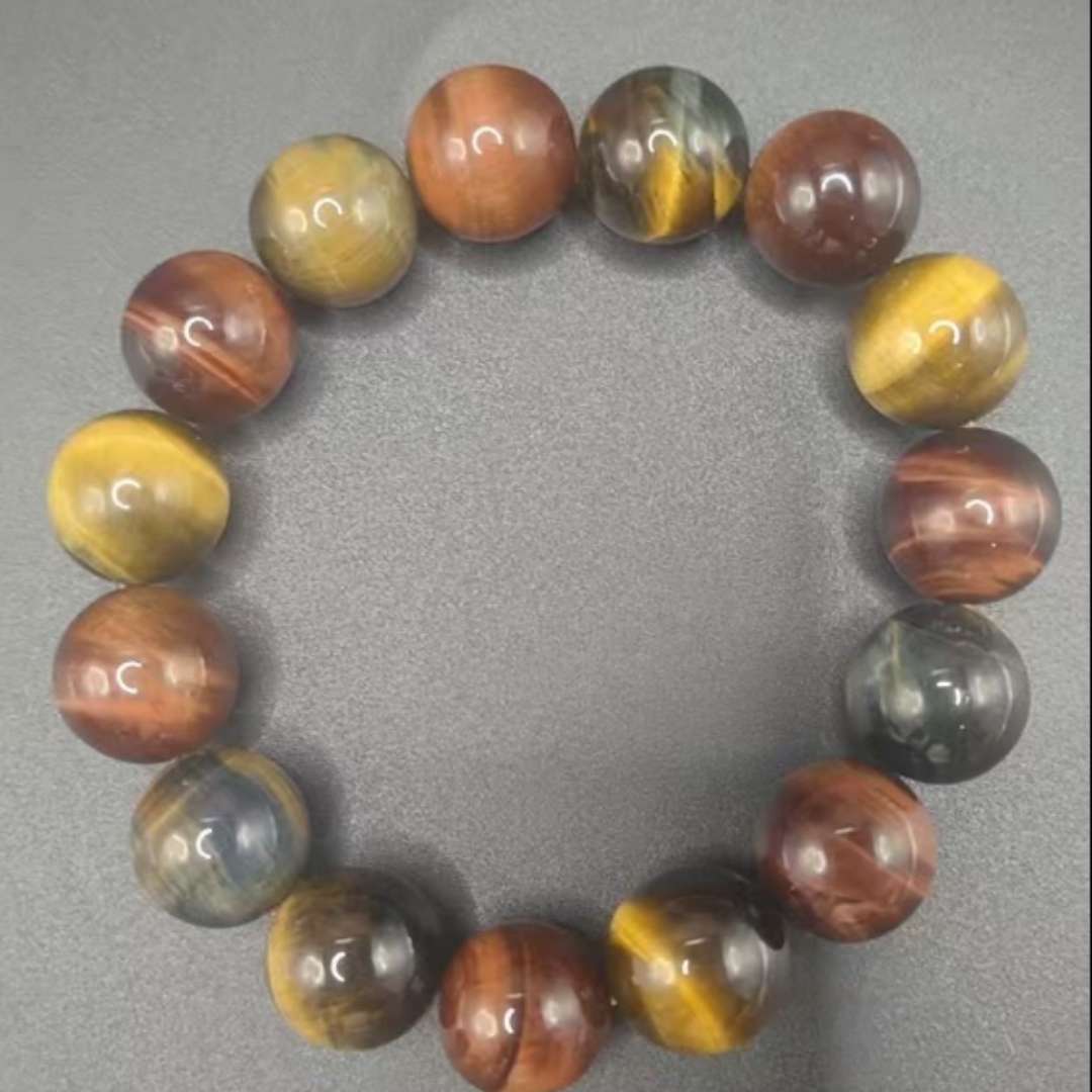 虎眼石手串硅化玉天然自带猫眼送朋友亲人长辈纪念品礼品有意义白底实物图