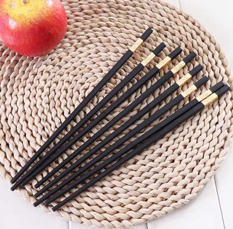 A881-3 pairs of high-end household alloy chopsticks, anti-slip, hotel and restaurant alloy chopsticks, anti-slip, mold-resistant, high-temperature resistant hotel tableware details Picture