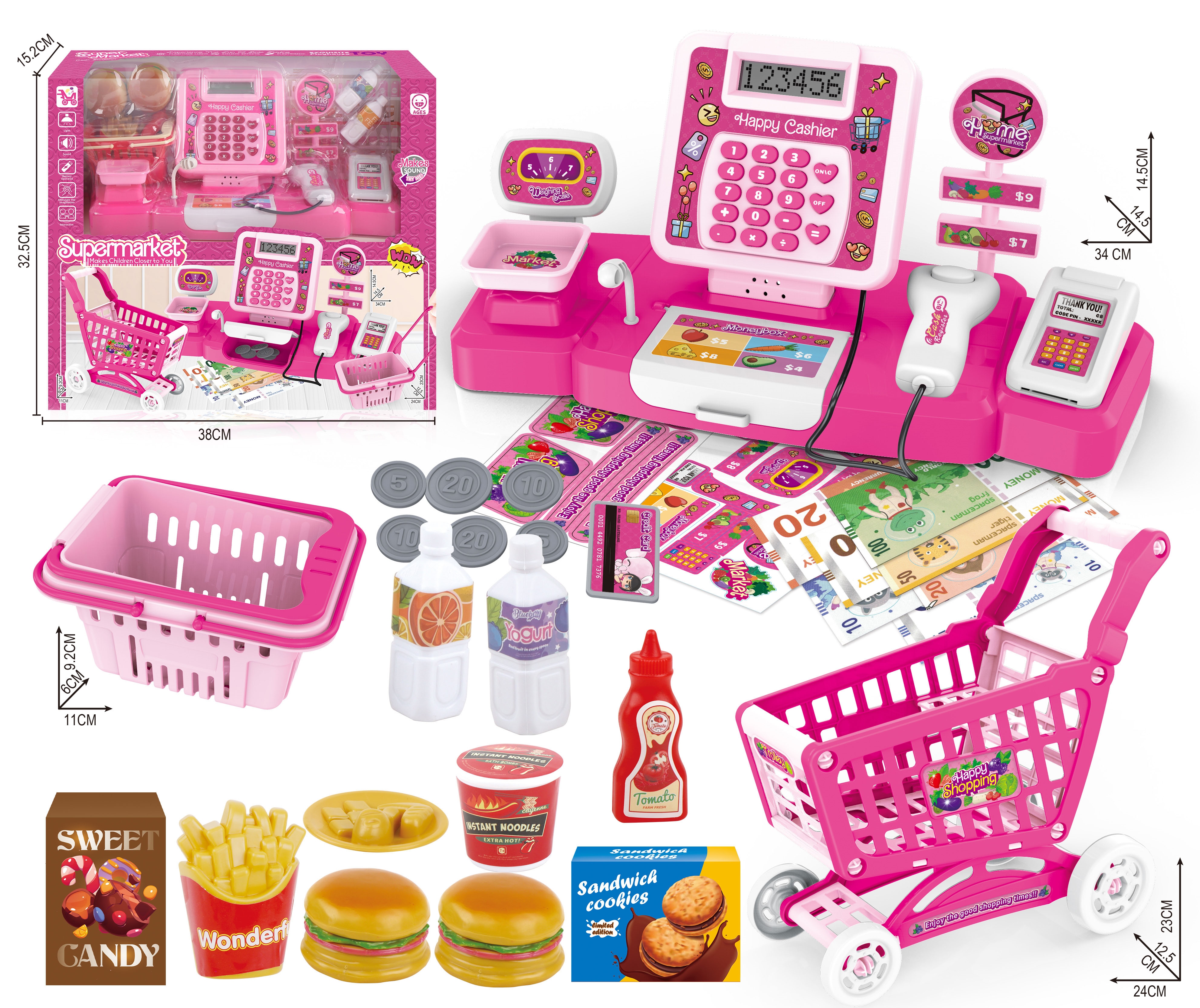 Shopping cart cash register hamburger set details Picture