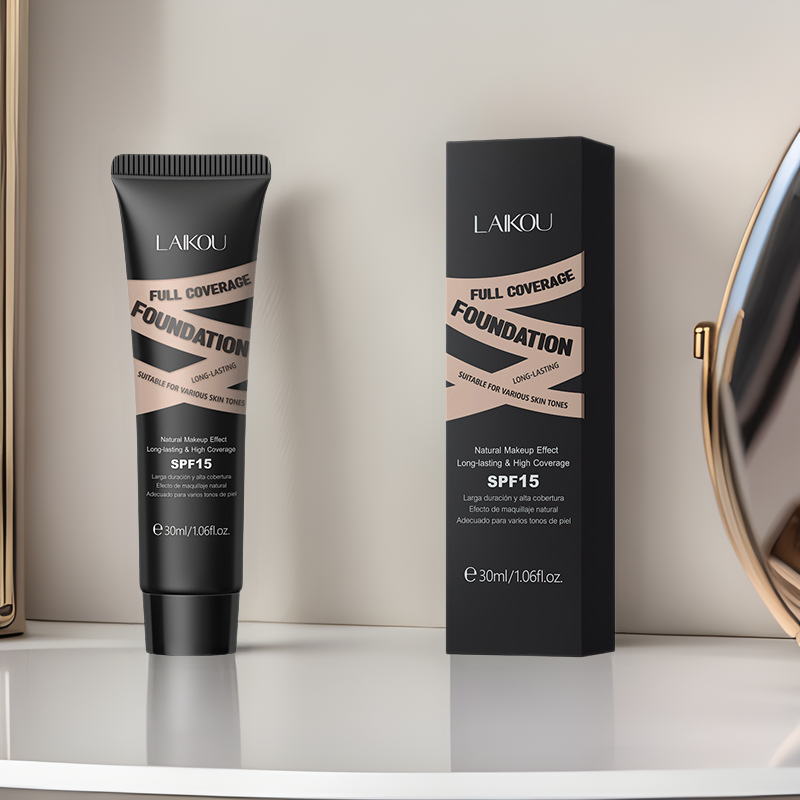 Laicome Full Coverage Foundation 30g (Color Box) Covers blemishes, enhances makeup, and brightens the skin with 9 colors of cosmetics full figure