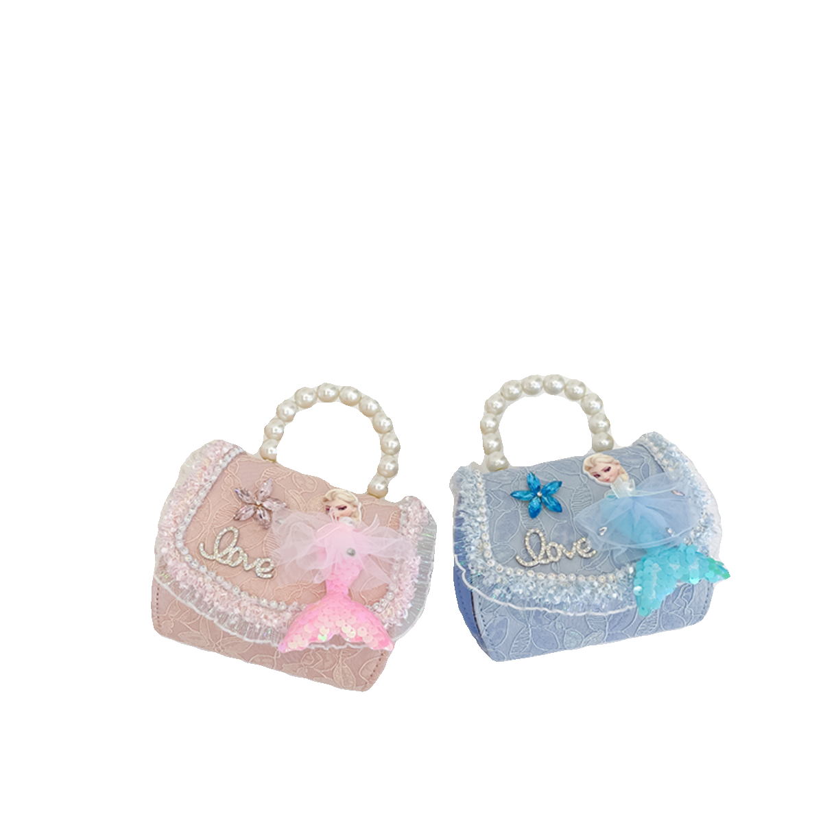 Princess Elsa Bag, Little Girl Baby New Year Greeting Bag, New Girls' Pearl Handbag, red single-shoulder crossbody bag Item Picture