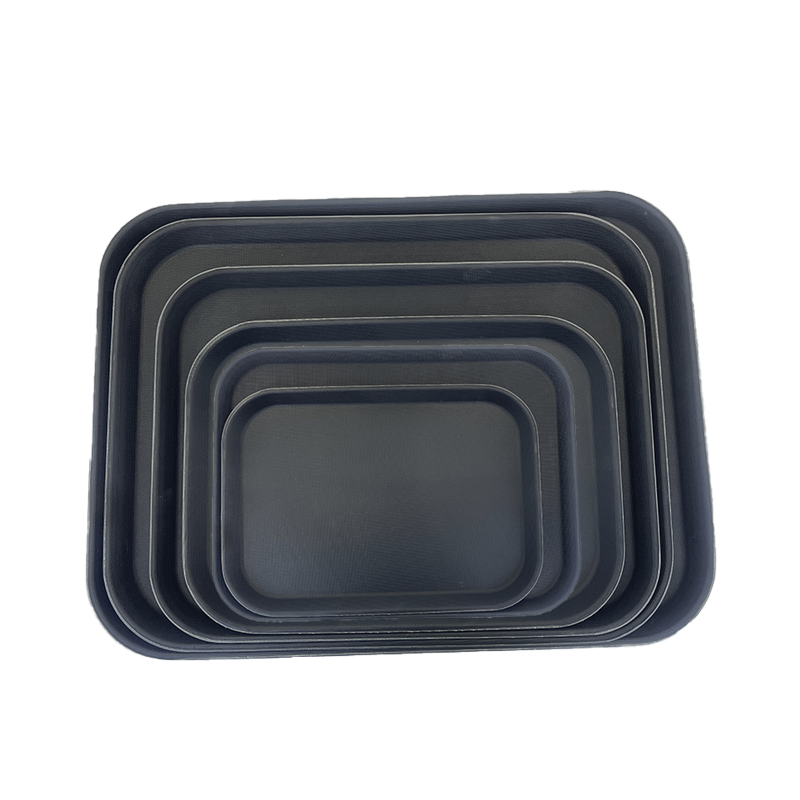 Non-Slip Plastic Rubber Food Service Tray Blackmulti-Purpose Item Picture